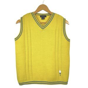 Vintage Eagles Eye Golf Sweater Vest S Yellow Varsity Preppy Academia Old Money